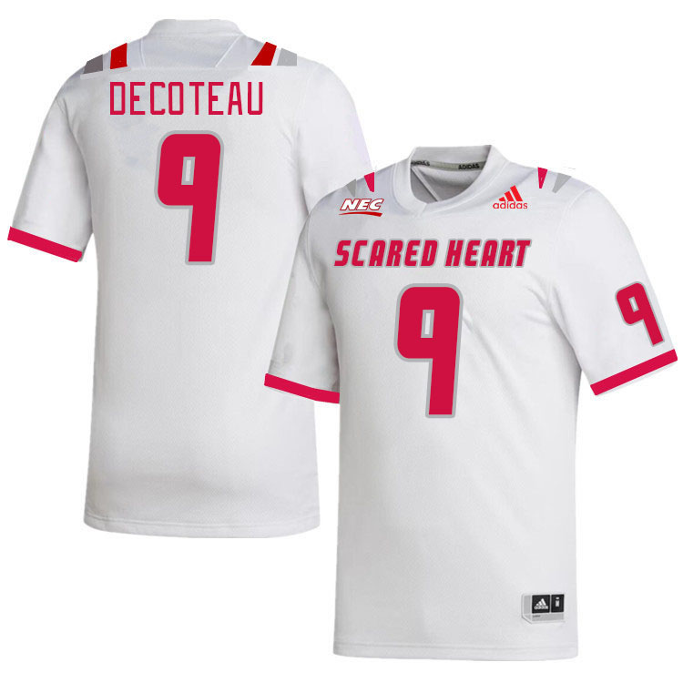 Men-Youth #9 Jaylen DeCoteau Scared Heart Pioneers 2023 College Football Jerseys Stitched Sale-White